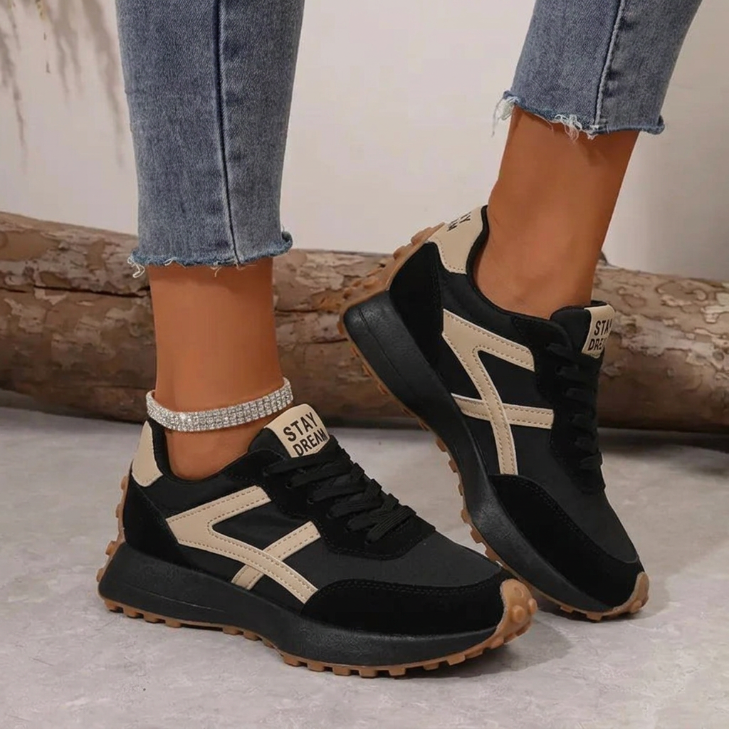 Sneaker mit Kontrasteinsätzen und Schnürung für Damen
