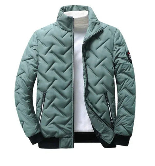 Steppjacke mit Zickzackstruktur und hohem Kragen für Herren in Grün - Ansicht 4