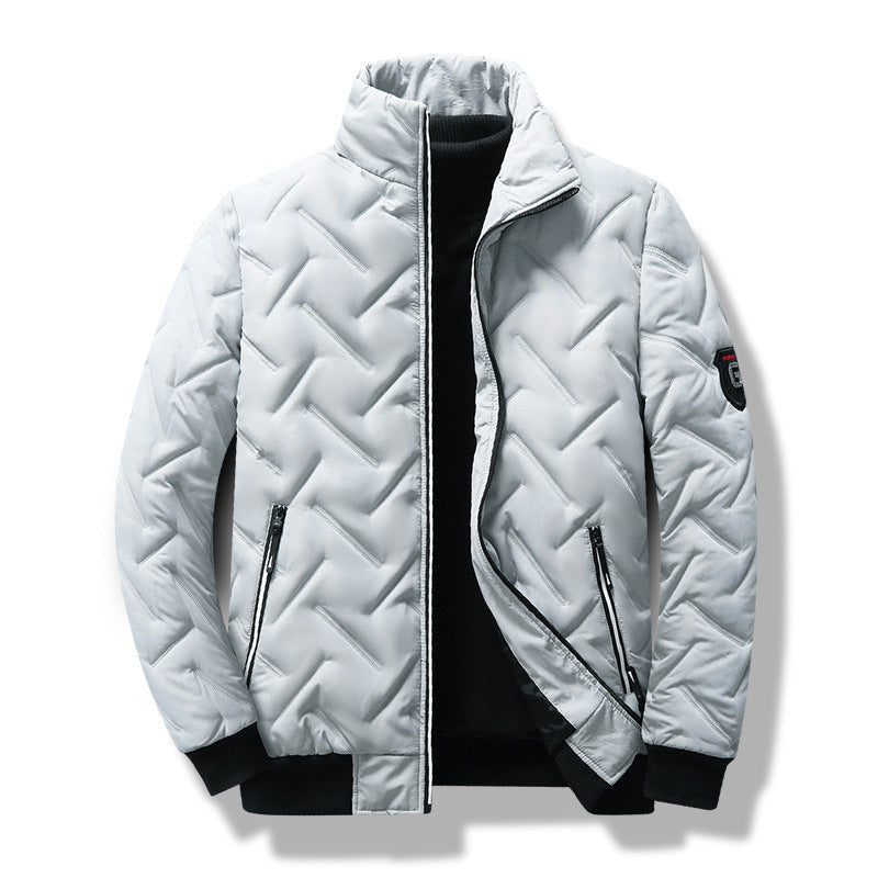 Steppjacke mit Zickzackstruktur und hohem Kragen für Herren in Kaltweiß - Ansicht 6