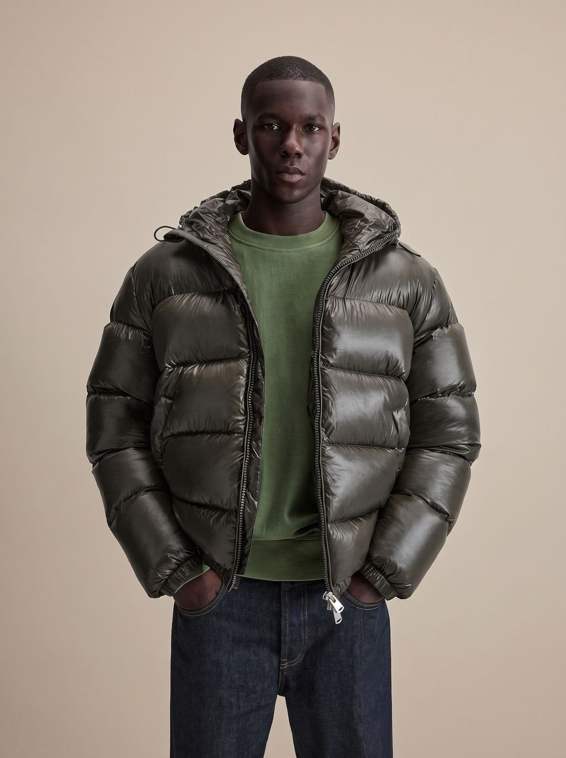 Steppjacke Herren mit Daunenfüllung, wasserabweisend und hüftlang