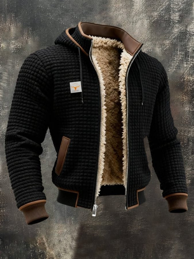 Steppjacke mit Sherpafutter und Kontrastkragen für Herren
