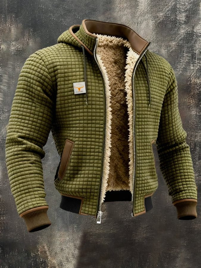 Steppjacke mit Sherpafutter und Kontrastkragen für Herren