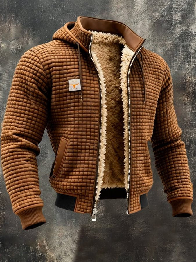 Steppjacke mit Sherpafutter und Kontrastkragen für Herren