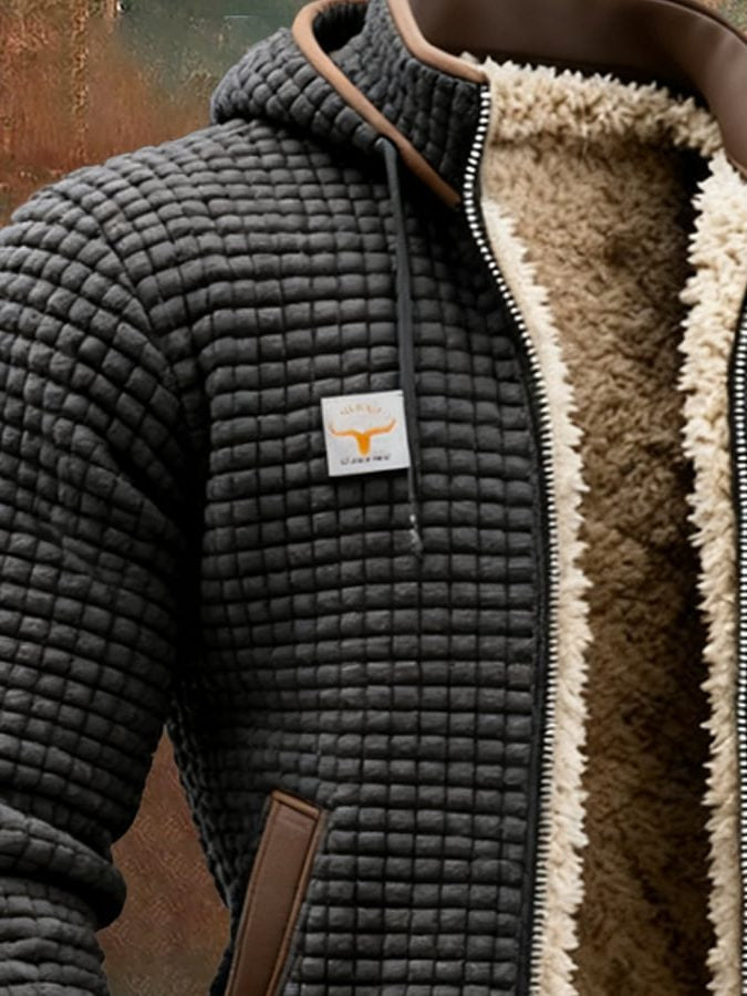 Steppjacke mit Sherpafutter und Kontrastkragen für Herren