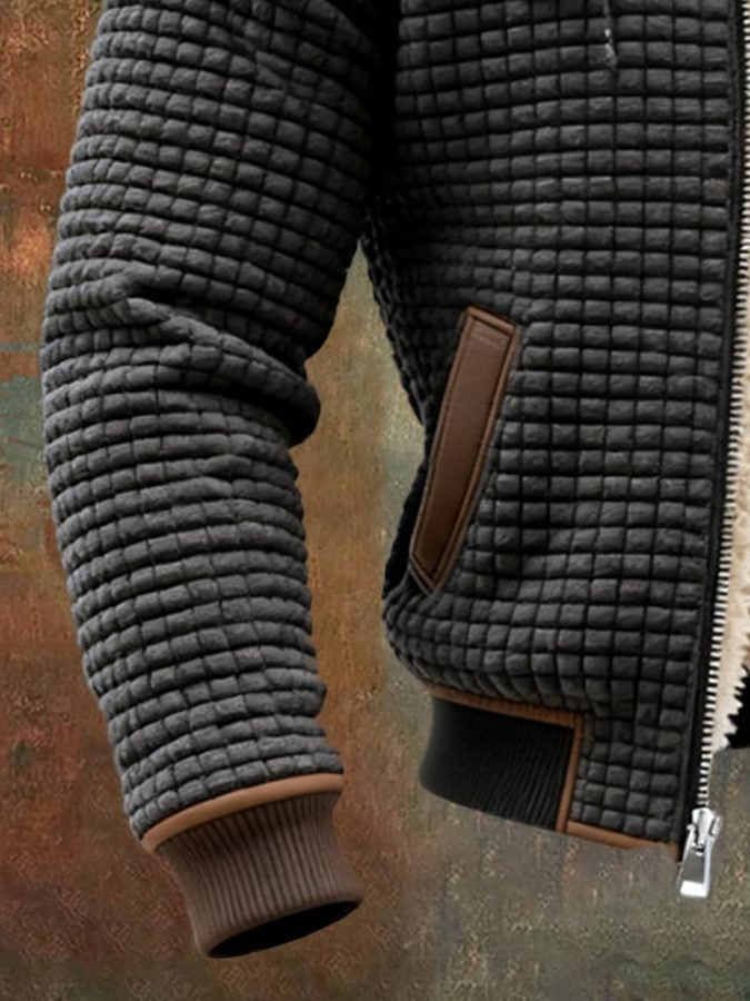 Steppjacke mit Sherpafutter und Kontrastkragen für Herren