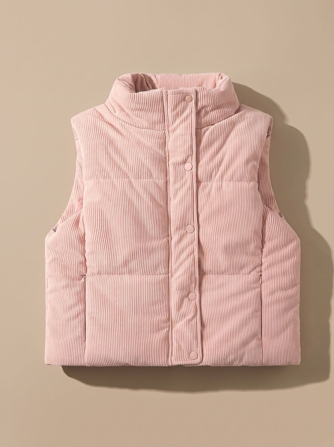 Steppweste mit Cordstruktur und Stehkragen für Damen in Rosa - Ansicht 2