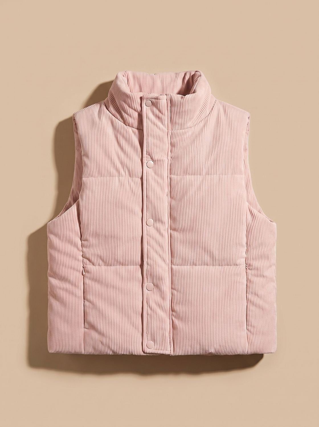 Steppweste mit Cordstruktur und Stehkragen für Damen in Rosa - Ansicht 8