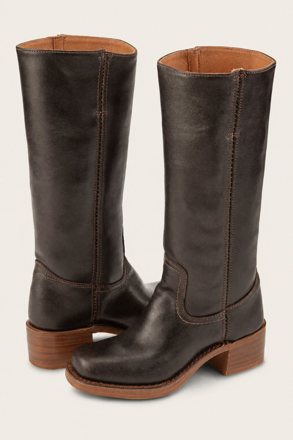 Stiefel mit kniehohem Schaft und Blockabsatz für Damen in Braun