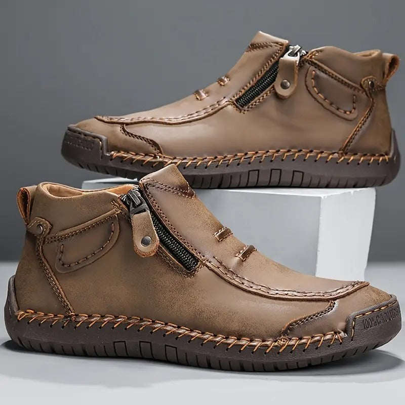 Stiefelett für Herren aus Leder mit seitlichem Reißverschluss