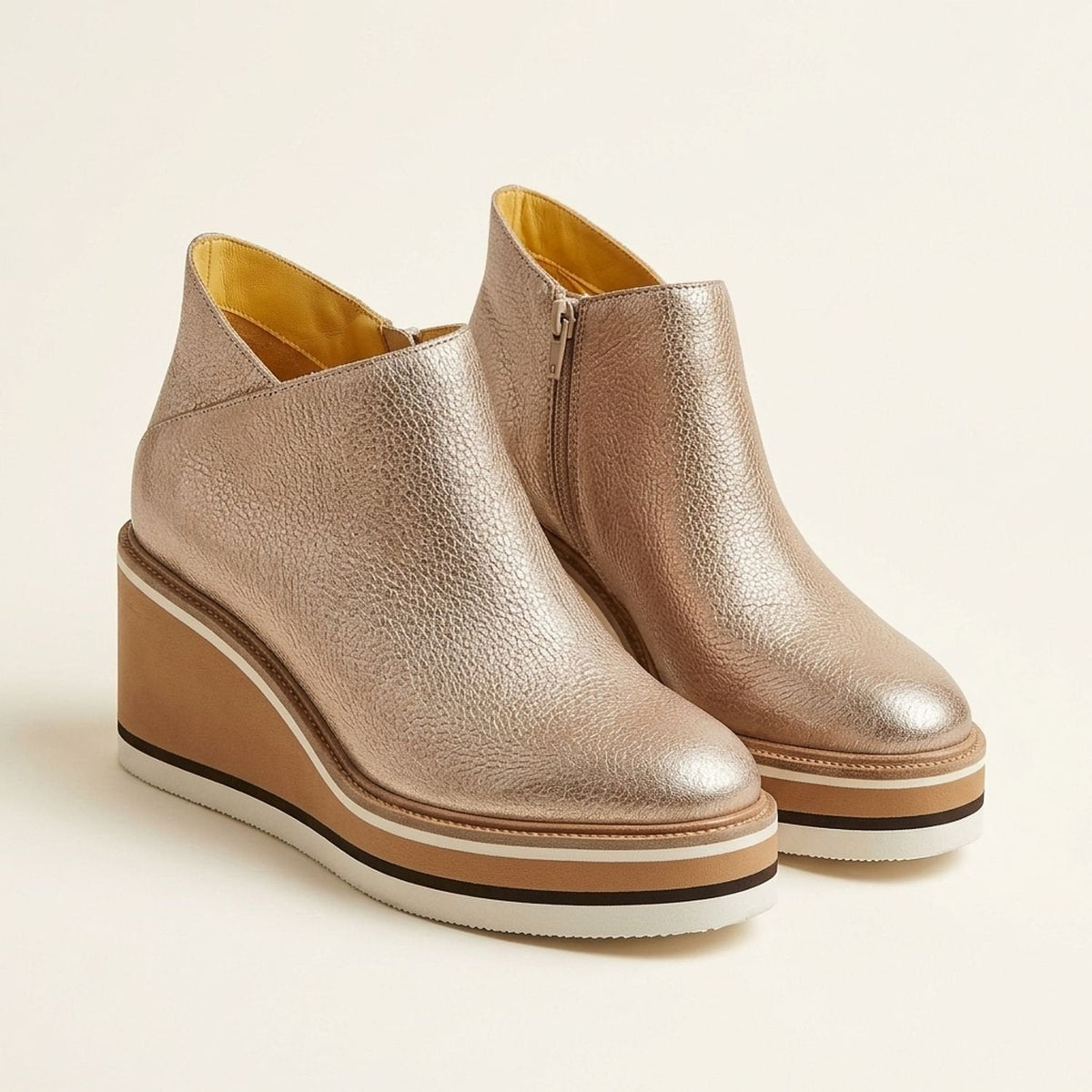 Stiefeletten Damen aus Kunstleder mit Keilabsatz und Plateau