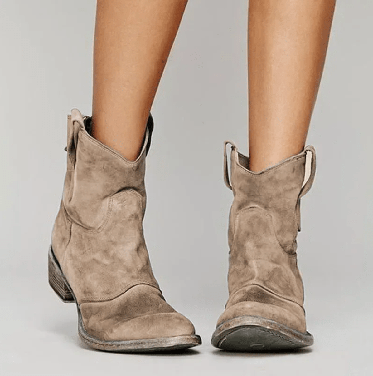 Stiefeletten mit Westernnähten und flachem Absatz für Damen in Braun - Ansicht 2