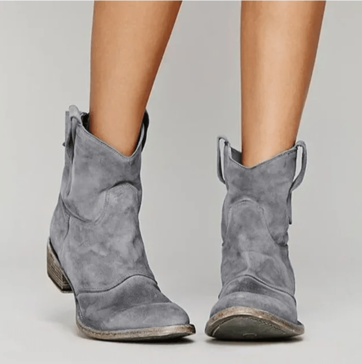 Stiefeletten mit Westernnähten und flachem Absatz für Damen in Grau - Ansicht 4