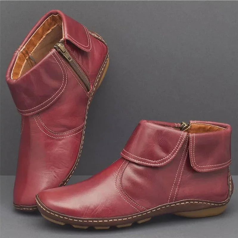 Stiefeletten mit Vintage-Ziernähten und flachem Absatz für Damen - Ansicht 4