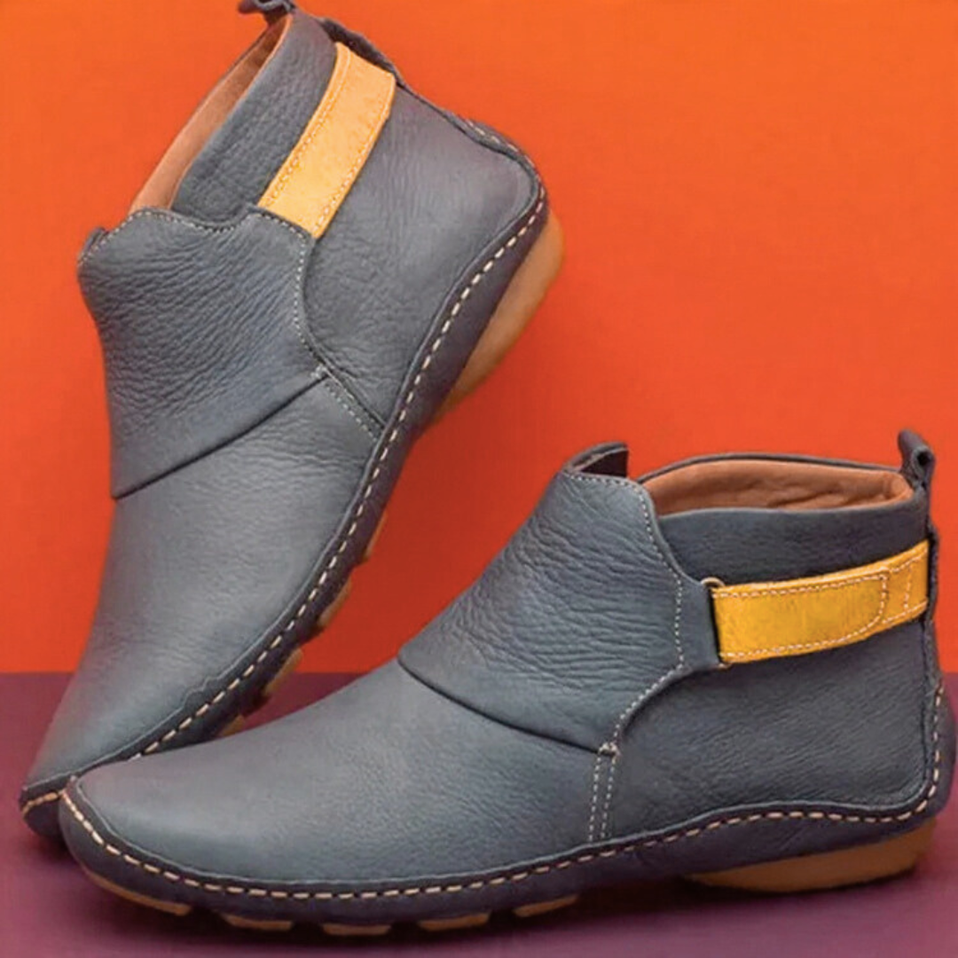 Stiefeletten mit Vintage-Ziernähten und flachem Absatz für Damen in Grau - Ansicht 8