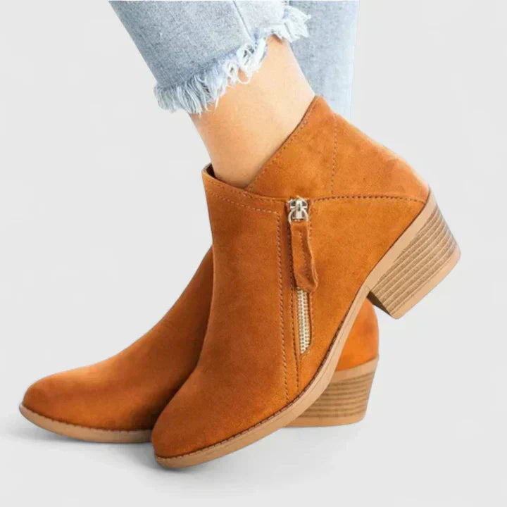 Stiefeletten mit Blockabsatz und seitlichem Zipper für Damen in Braun - Ansicht 11