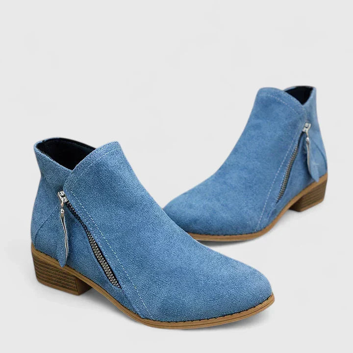 Stiefeletten mit Blockabsatz und seitlichem Zipper für Damen - Ansicht 2