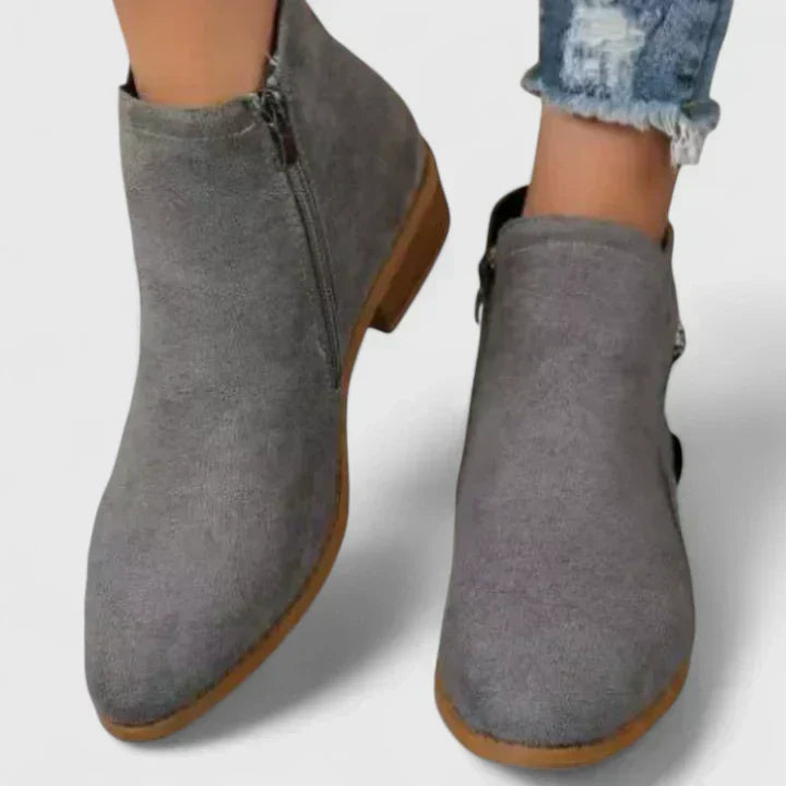 Stiefeletten mit Blockabsatz und seitlichem Zipper für Damen in Grau - Ansicht 8