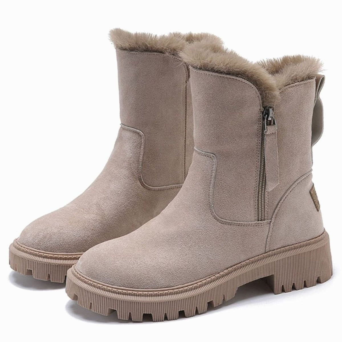 Stiefeletten Damen Winter gefüttert mit Kunstfellrand und Blockabsatz