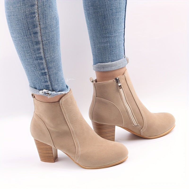 Stiefeletten Damen mit Blockabsatz und seitlichem Reißverschluss