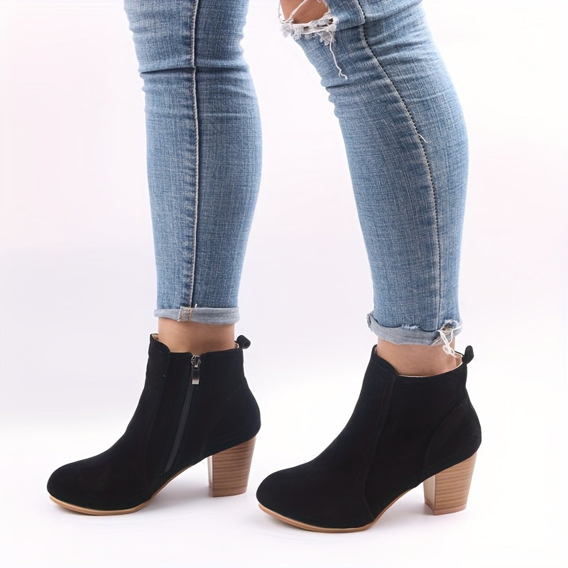 Stiefeletten Damen mit Blockabsatz und seitlichem Reißverschluss