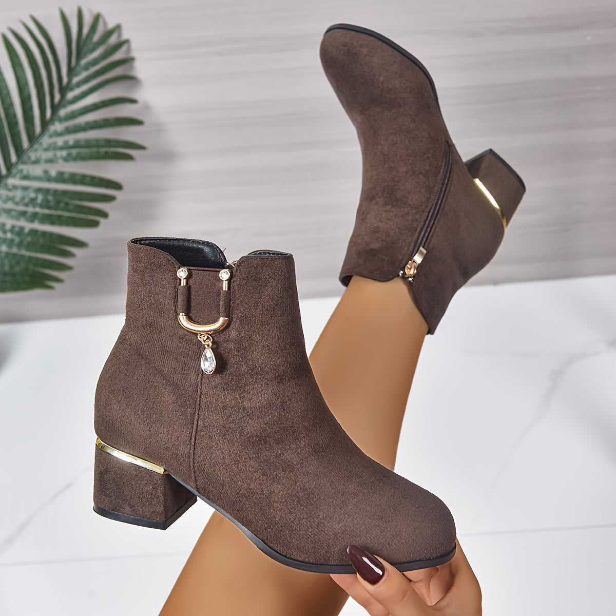 Stiefeletten Damen mit Blockabsatz und seitlichem Reißverschluss