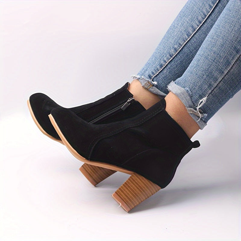 Stiefeletten Damen mit Blockabsatz und seitlichem Reißverschluss