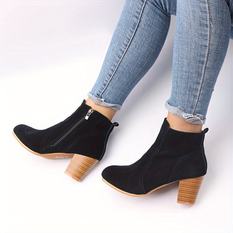 Stiefeletten Damen mit Blockabsatz und seitlichem Reißverschluss