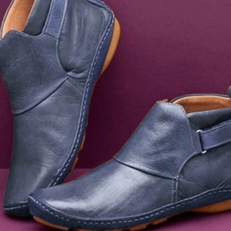 Stiefeletten Damen mit Riemenverschluss und handgenähter Optik
