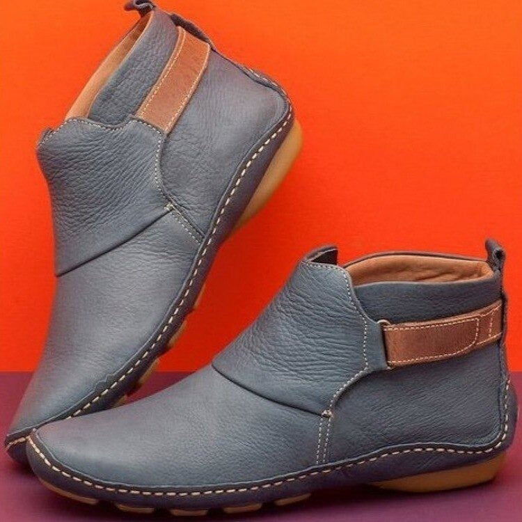 Stiefeletten Damen mit Riemenverschluss und handgenähter Optik