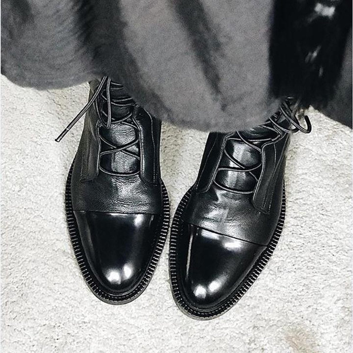 Stiefeletten Damen mit Schnürung und Zehenkappe aus Öko-Leder