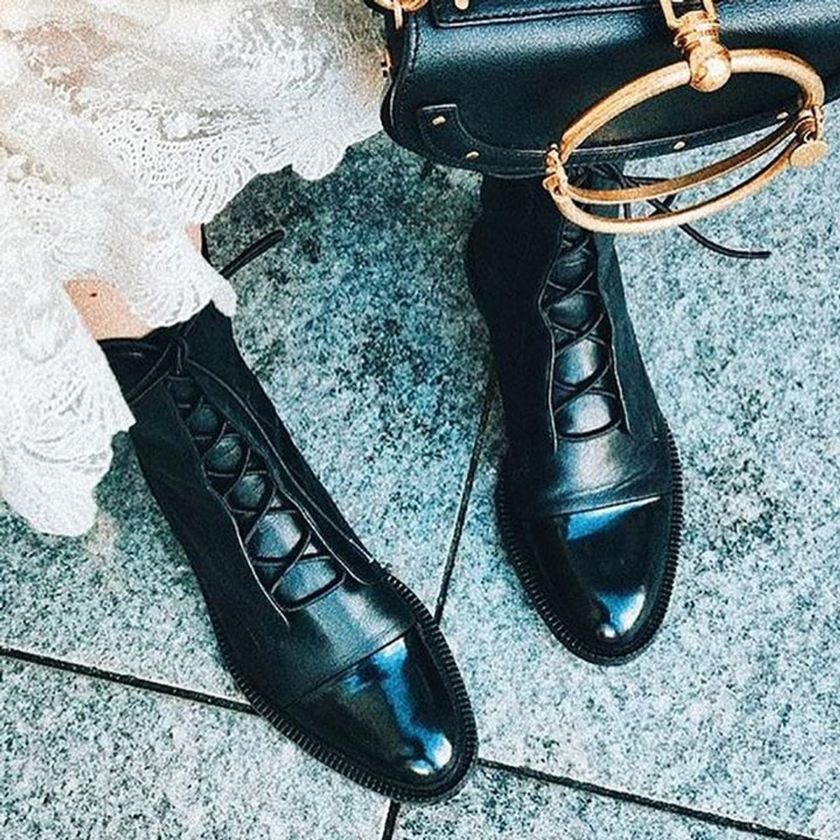 Stiefeletten Damen mit Schnürung und Zehenkappe aus Öko-Leder