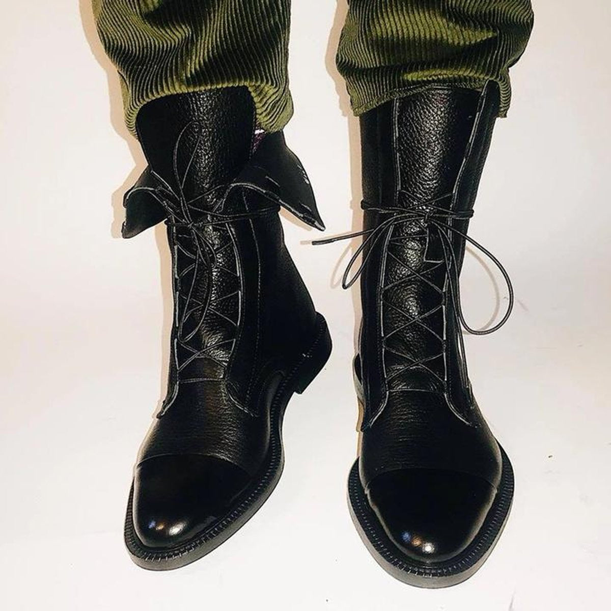 Stiefeletten Damen mit Schnürung und Zehenkappe aus Öko-Leder