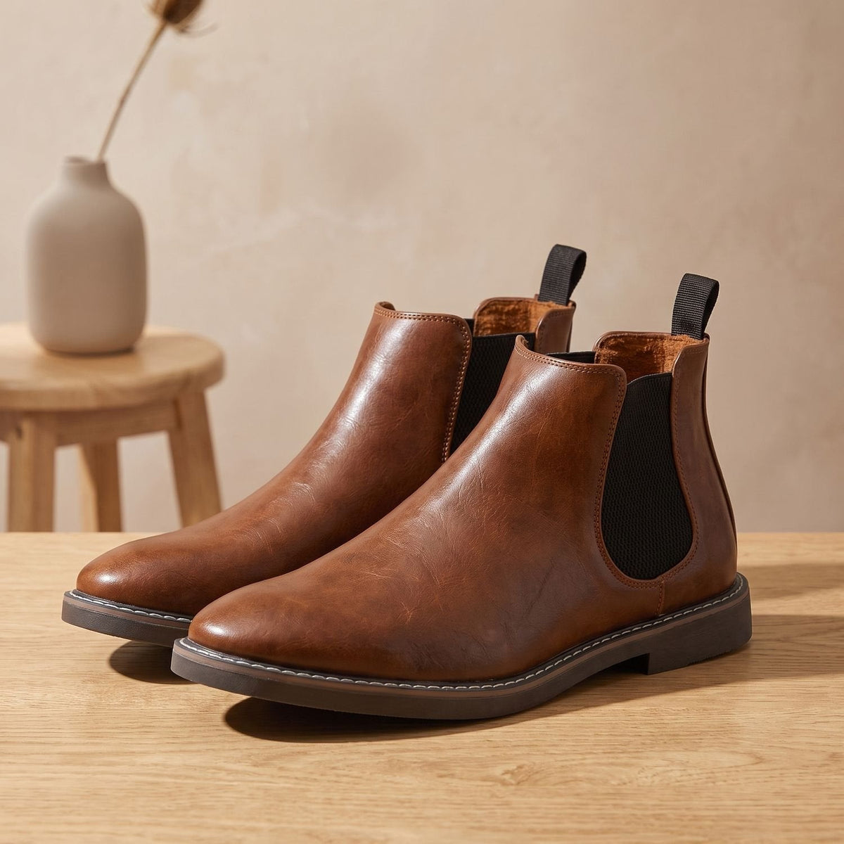 Stiefeletten Herren aus Vollnarbenleder mit Lederfutter, Chelsea Boots