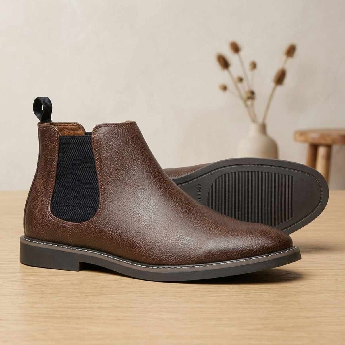 Stiefeletten Herren aus Vollnarbenleder mit Lederfutter, Chelsea Boots