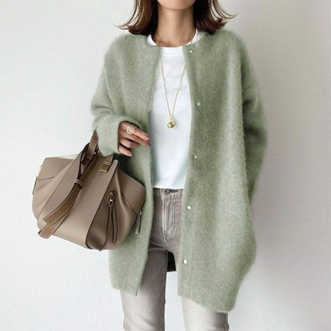 Strickjacke aus Baumwoll-Leinen-Mix mit Taschen für Damen - Ansicht 6