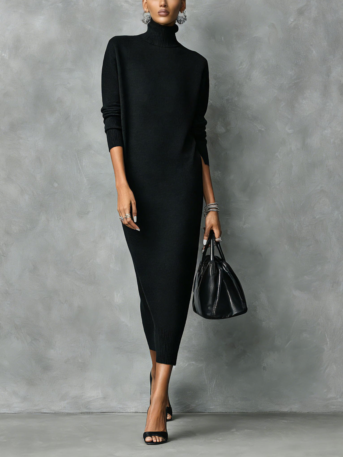 Strickkleid mit langen Ärmeln für Damen