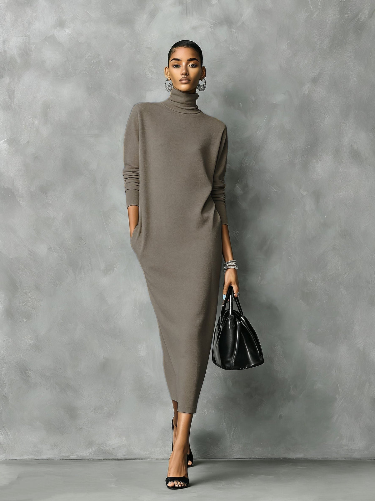Strickkleid mit langen Ärmeln für Damen