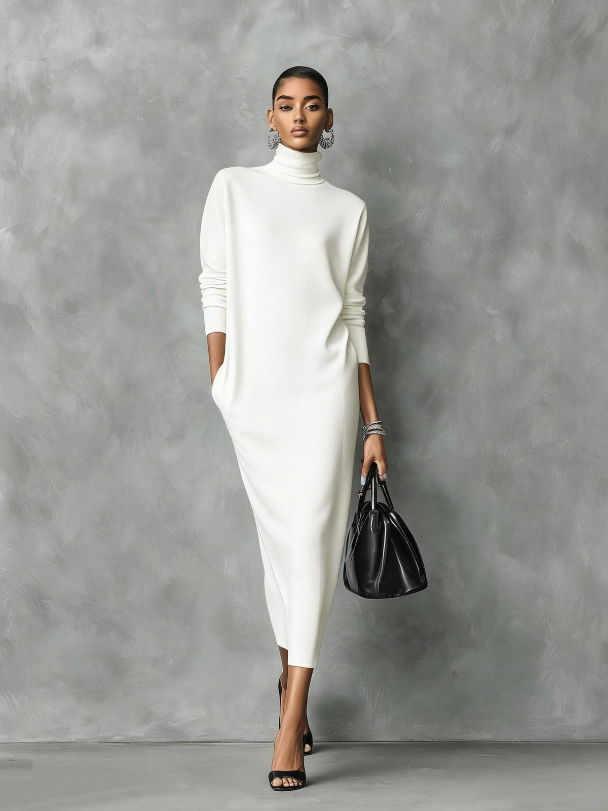 Strickkleid mit langen Ärmeln für Damen