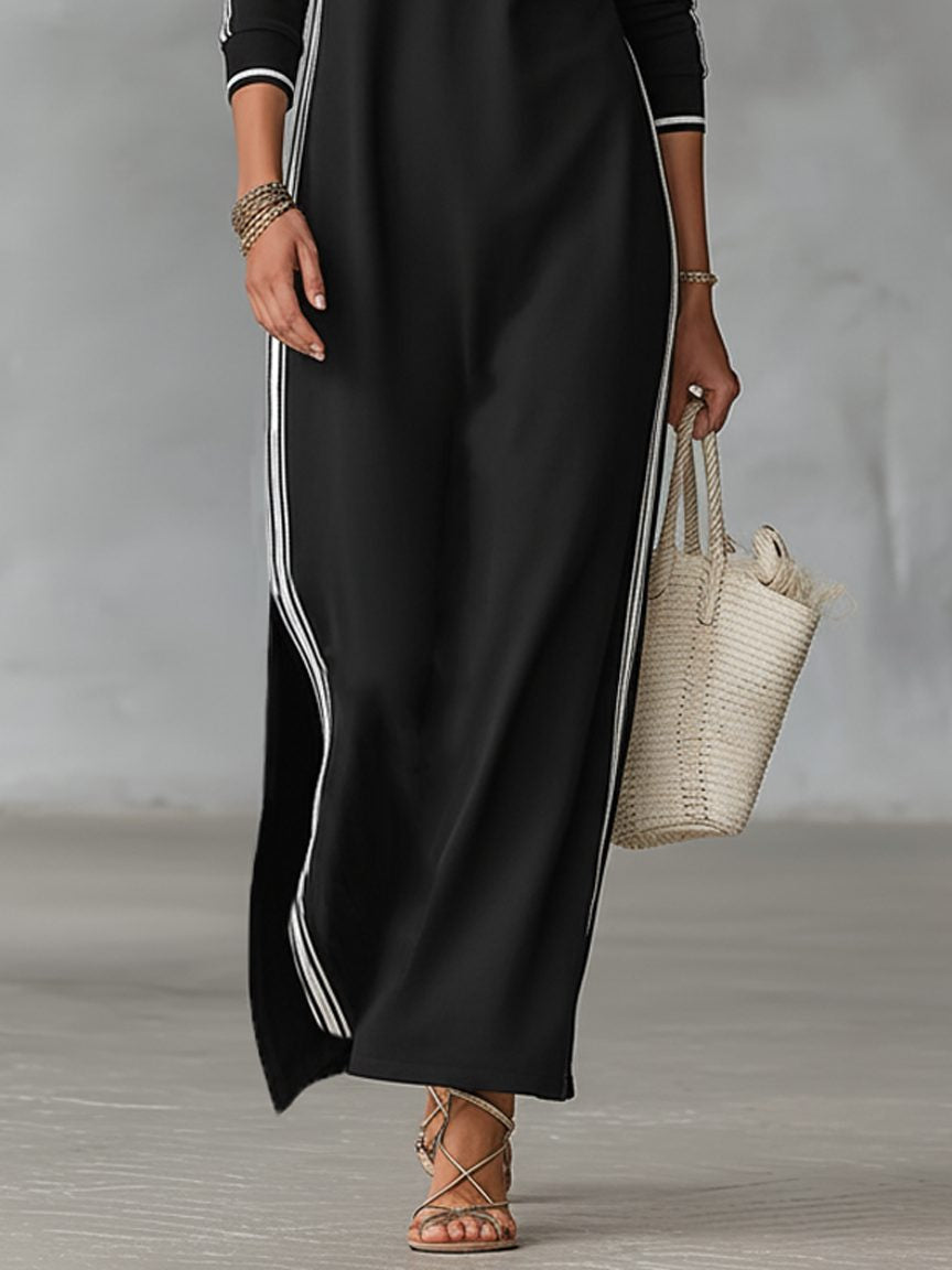 Strickkleid in Maxilänge mit Kragen und Knöpfen für Damen