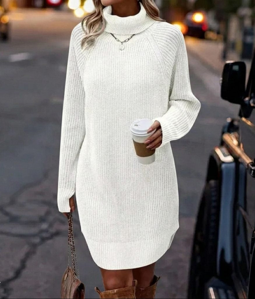 Strickkleid mit Rippstruktur und langen Ärmeln für Damen