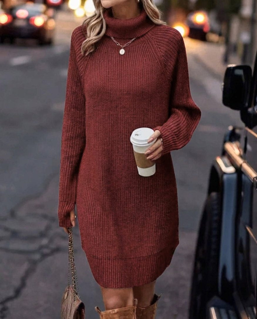 Strickkleid mit Rippstruktur und langen Ärmeln für Damen