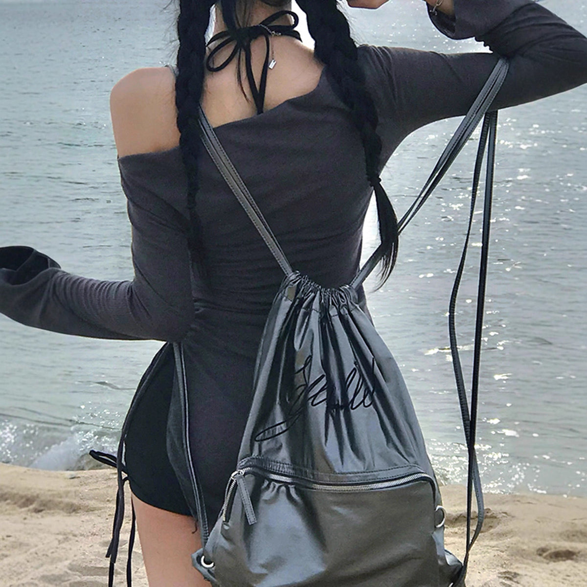 Strickkleid mit Rippstruktur und Raffung für Damen