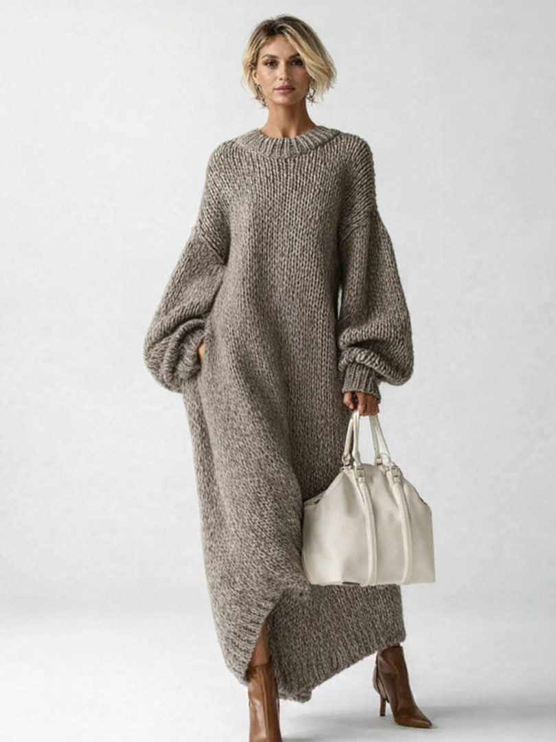 Strickkleid mit Rippstruktur und weitem Schnitt für Damen