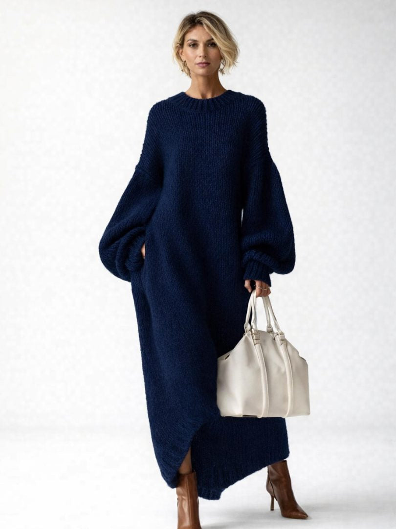 Strickkleid mit Rippstruktur und weitem Schnitt für Damen