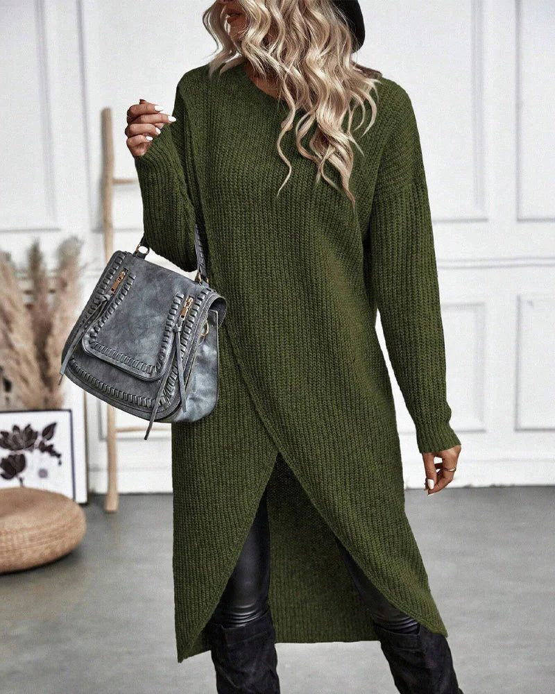 Strickkleid mit Rippstruktur und Wickeloptik für Damen