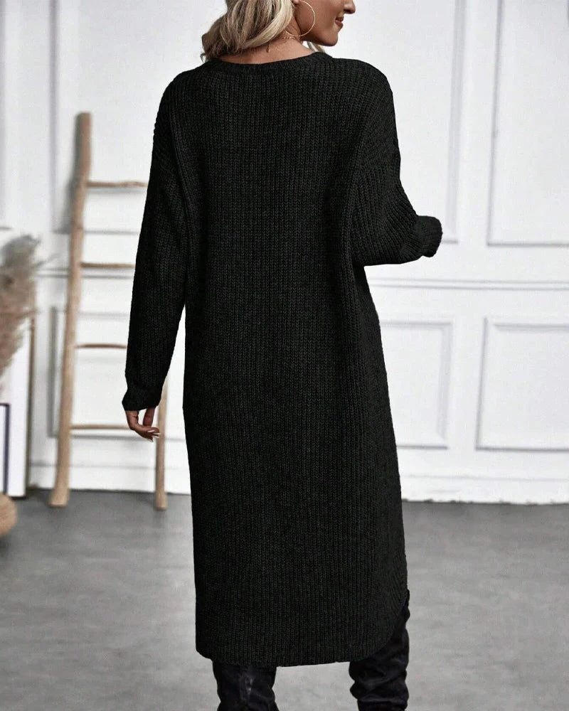 Strickkleid mit Rippstruktur und Wickeloptik für Damen