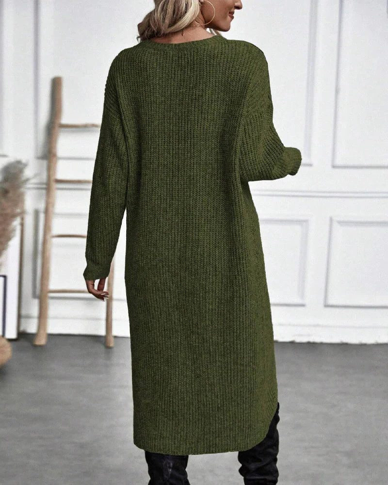 Strickkleid mit Rippstruktur und Wickeloptik für Damen