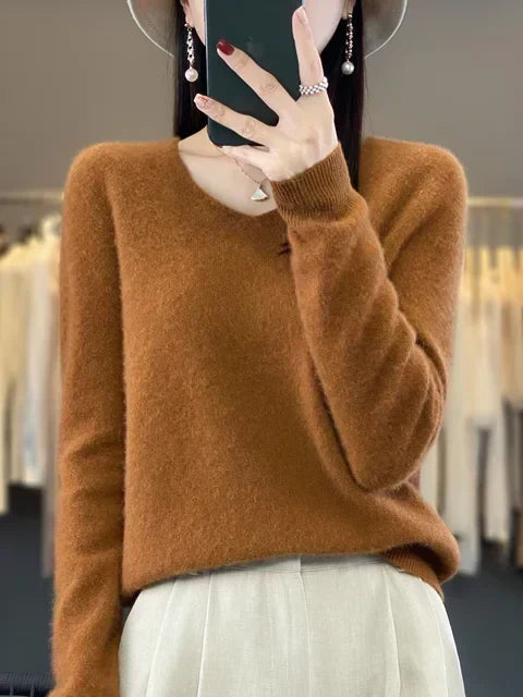 Strickpullover Pullis Damen locker geschnitten mit V-Ausschnitt