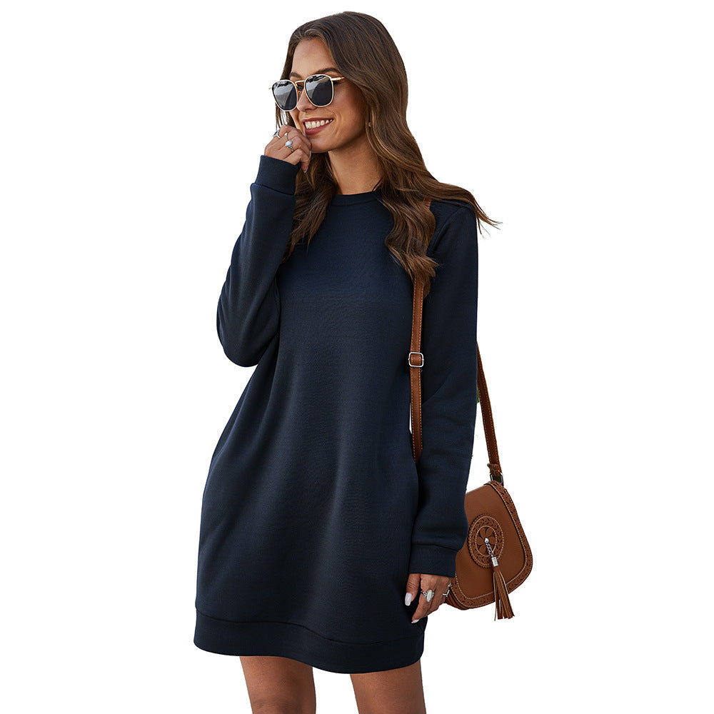 Sweatkleid mit Rundhalsausschnitt und langen Ärmeln für Damen