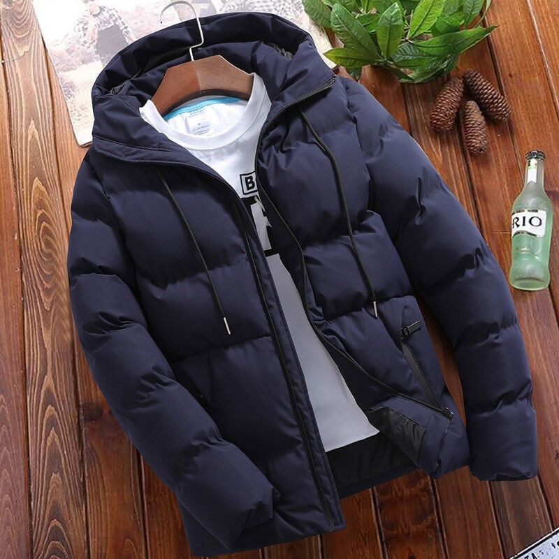 Winterjacke gefüttert mit Kapuze und Steppung für Herren in Marineblau - Ansicht 3